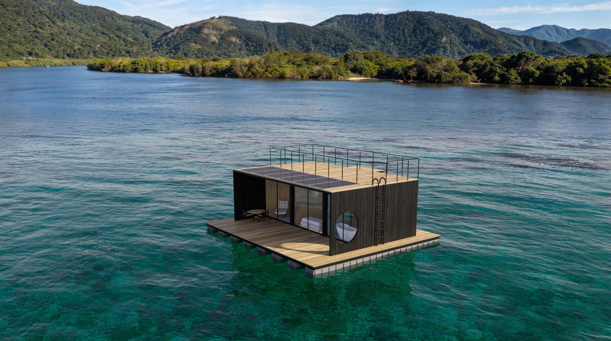Casa flutuante à beira d'água